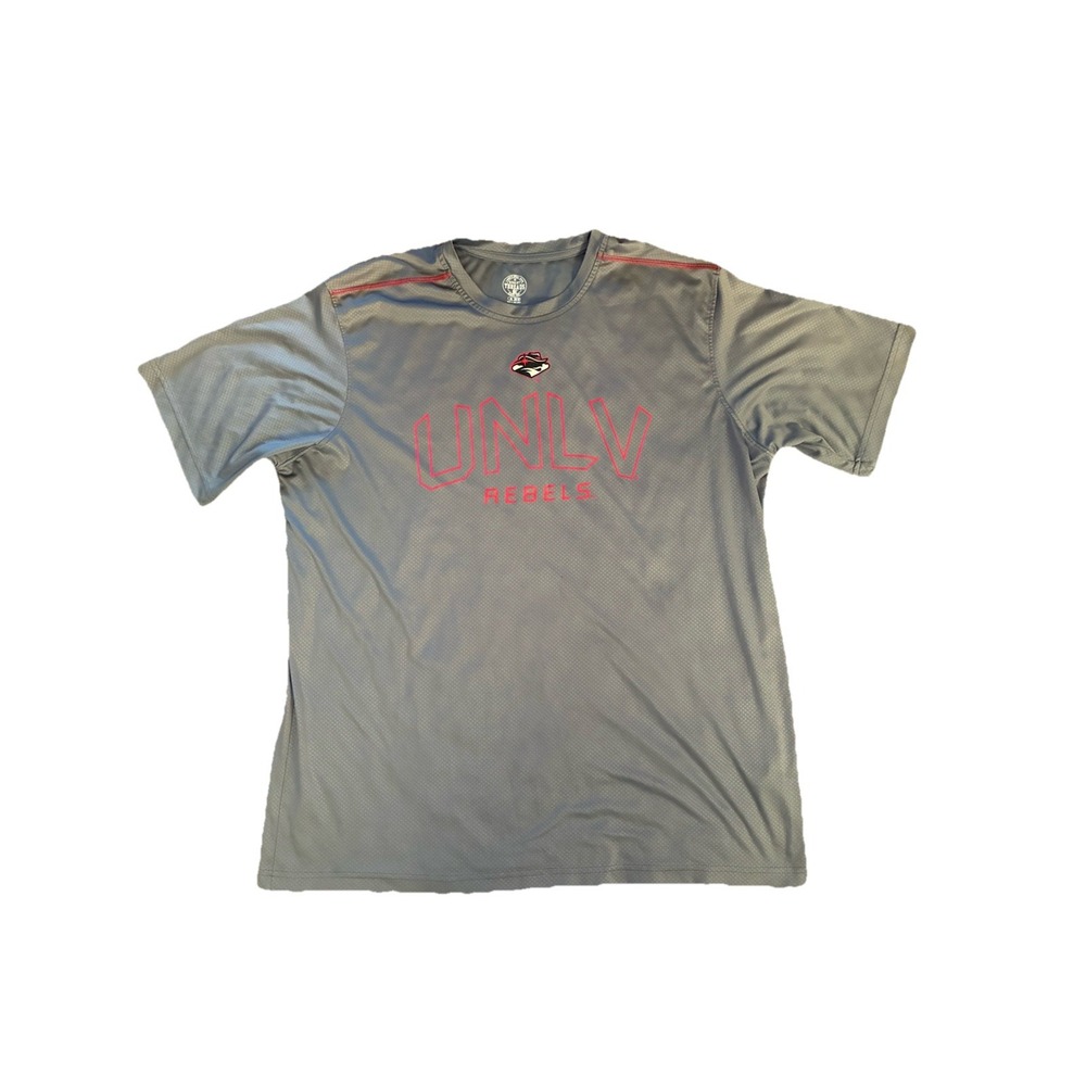 UNLV Rebels Rivalry Threads T‎ Shirt Men's 2XL Gray Red Performance Shirt Sleeve